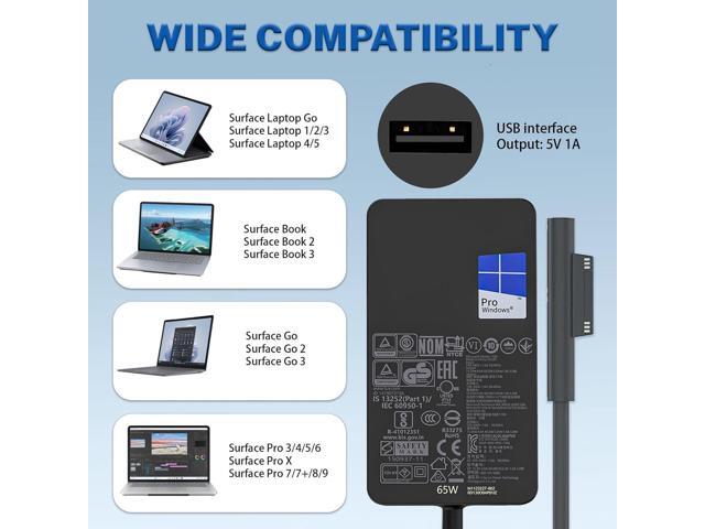65W 44W 1796 1706 1800 1625 Laptop Charger Compatible with Microsoft Surface Pro 10 9 8 7+ 7 6 Windows 5 4 3 2 Fit Model 1876 1943 1950 1958 1866...