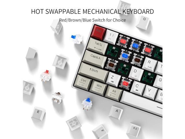 Newmen GM610 60% Wireless Mechanical Keyboard,Wired/Bluetooth/2.4G RGB Backlit,61 Anti-Ghosting Keys,Programmable,Hot-Swappable Gaming Keyboard,for...