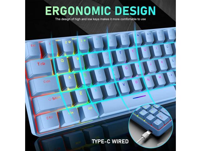 65% Wired Gaming Mechanical Keyboard and Mouse Combo, Mini 68 Keys, RGB Backlight, Lightweight RGB 6400DPI Honeycomb Optical Mouse,Mouse Pad...