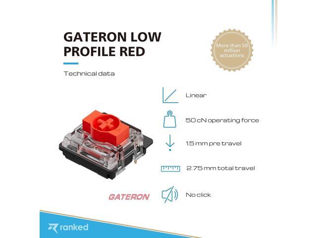 Ranked Gateron ks-27 Low Profile Key Switches for Mechanical Gaming Keyboards Plate Mounted (Gateron Red, 90 Pcs)