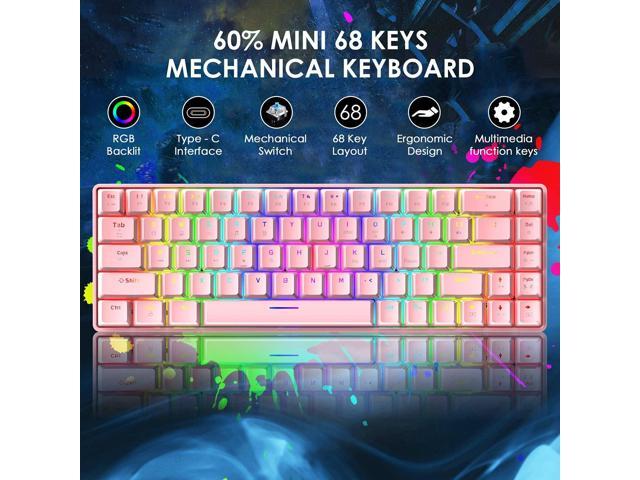 LexonElec 60% Mechanical Gaming Keyboard and Mouse Combo with Mouse Bungee Mouse Pad,Mini 68 Keys Wired Type C 18 Backlit Effects,Lightweight RGB...