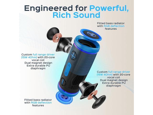 TREBLAB HD77 - Portable Bluetooth Speaker - Powerful 360° Sound, 30W Audio with Impactful Bass, 20H Battery, IPX6 Waterproof, Shockproof, TWS...