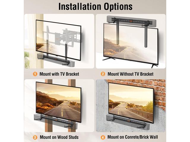 ELIVED Soundbar Mount Under TV, Sound Bar TV Mounting Bracket with 6.5' Holders Swivel to fit Various Soundbar with/Without Holes, 17.7' Vertical...