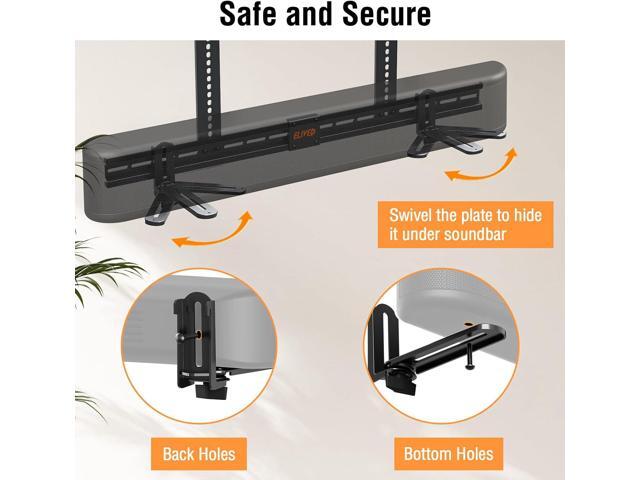 ELIVED Soundbar Mount Under TV, Sound Bar TV Mounting Bracket with 6.5' Holders Swivel to fit Various Soundbar with/Without Holes, 17.7' Vertical...