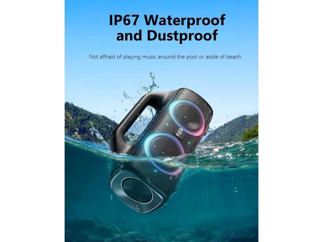 Speakers, 80w (Peak) Portable Wireless Speaker with Lights, Stereo Loud Sound, IP67 Waterproof, Deep Bass Outdoor Speakers Bluetooth 5.0 Dual...