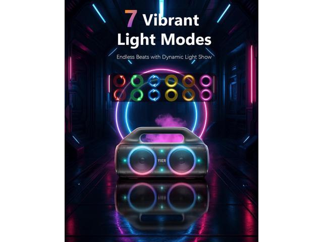 Speakers, 80w (Peak) Portable Wireless Speaker with Lights, Stereo Loud Sound, IP67 Waterproof, Deep Bass Outdoor Speakers Bluetooth 5.0 Dual...