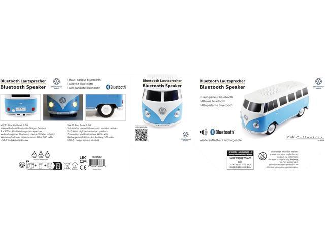BRISA VW Collection - Volkswagen Portable Bluetooth Speaker Wireless Box with Rechargable Battery T1 Bus Campervan (Scale: 1:20/Classic Bus) (Blue)