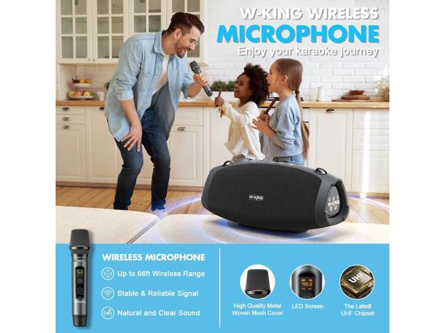 W-KING Portable Loud Bluetooth Speakers with Wireless Microphone, (120W PEAK)70W Outdoor Speaker Bluetooth Wireless Waterproof, Triple Passive...