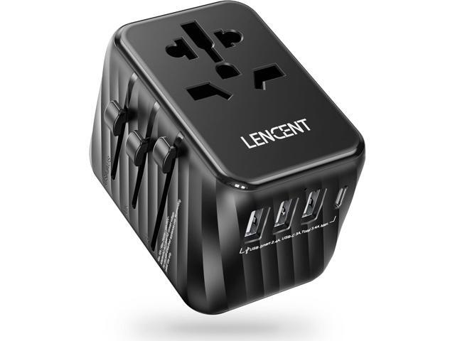 LENCENT Universal Travel Power Adapter, International AC Plug Adaptor with 3 USB A Ports 1 Type C PD Wall Charger Worldwide Travel Essentials for...