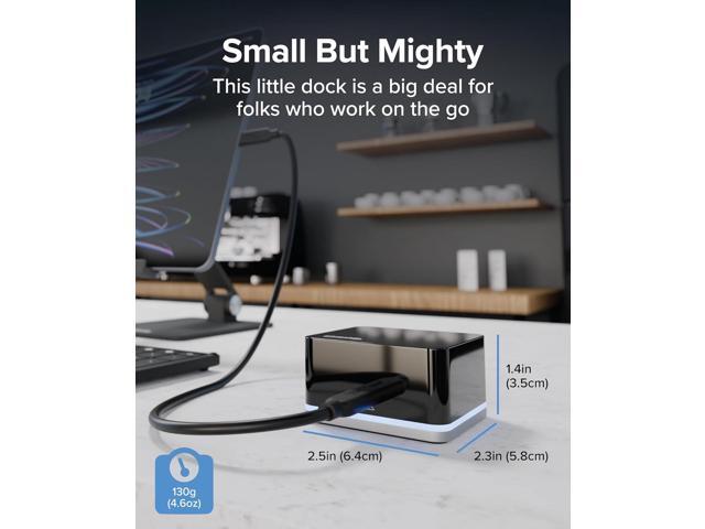 Plugable USB-C Wired Cube Mini Docking Station - Compact HDMI, Gigabit Ethernet, and 3 USB Ports - Works with USB-C, USB4, and Thunderbolt,...