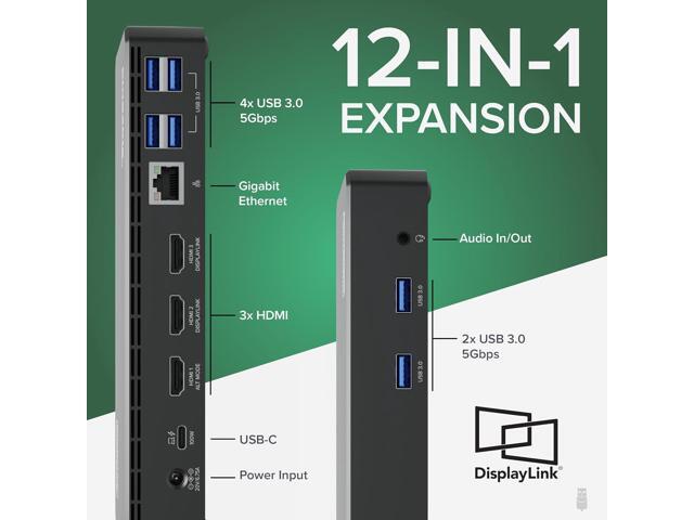 Plugable USB C Triple Display Docking Station with Laptop Charging, for Thunderbolt, USB4, or USB-C Systems, Compatible with Windows, macOS,...