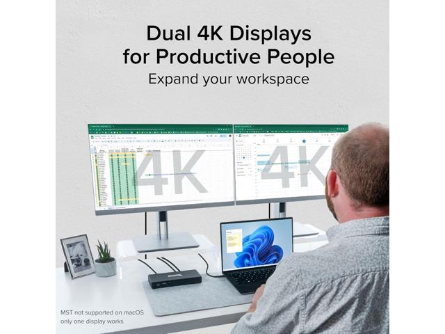 Plugable USB-C Docking Station Dual 4K 60Hz HDMI, 65W Charging, Gigabit Ethernet, 1x USB-C 5Gbps, 3X USB-A, Audio, Windows/ChromeOS,...