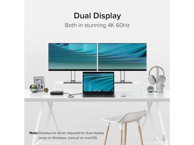 Plugable 7-in-1 USB-C DisplayLink Dock Dual 4K HDMI (Requires DisplayLink Driver), 100W PD Charging, USB4 & Thunderbolt Compatible, Gigabit...
