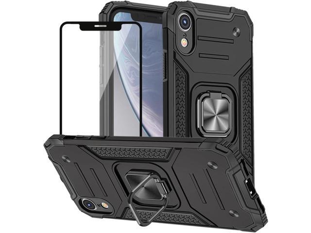 HNHYGETE for iPhone XR Phone Case with Screen Protector: (Heavy Duty) Military Grade 360Â° Rotatable Kickstand Shockproof Protective Cases for...
