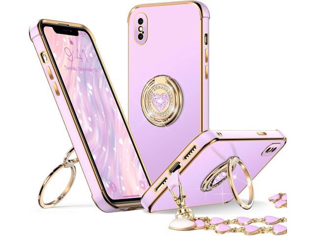 XYZ for iPhone Xs Max Case with Stand, Phone Case with Double Ring Kickstand, Women Girl Cute Love-Heart Luxury Bling Protective Case Heart for...