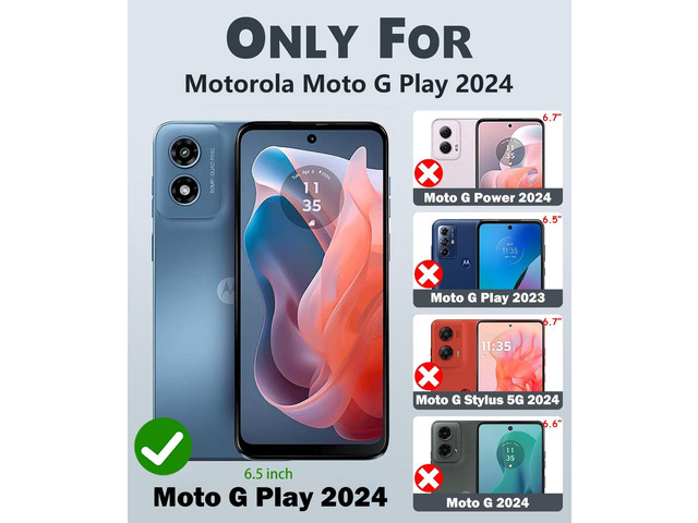 for Moto G Play 2024 Case with 2 Pack Screen Protector,Military Grade Shockproof, Heavy Duty Robust Bumper Cover with Kickstand for Motorola G Play...