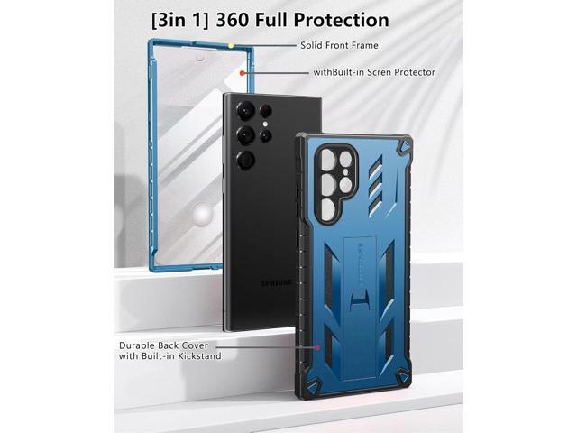 FNTCASE for Samsung Galaxy S22 Ultra Case: Built-in Screen Protector & Kickstand Full-Body Dual Layer Rugged Military Grade Shockproof Protection...