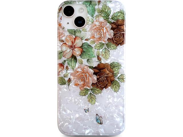 Qokey for iPhone 15 Plus & iPhone 14 Plus Case, Sparkly Flower Cover for Women Girls, Soft Shockproof Bumper Lightweight Shell Fits with Dark &...