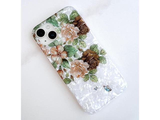 Qokey for iPhone 15 Plus & iPhone 14 Plus Case, Sparkly Flower Cover for Women Girls, Soft Shockproof Bumper Lightweight Shell Fits with Dark &...