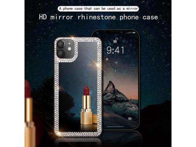 Cavdycidy iPhone 11 Diamond Mirror Case, Crystal Bling Acrylic Outdoor Makeup Case for Women, Girls Who Love Beauty