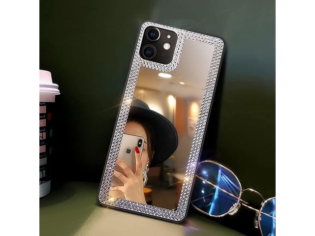 Cavdycidy iPhone 11 Diamond Mirror Case, Crystal Bling Acrylic Outdoor Makeup Case for Women, Girls Who Love Beauty