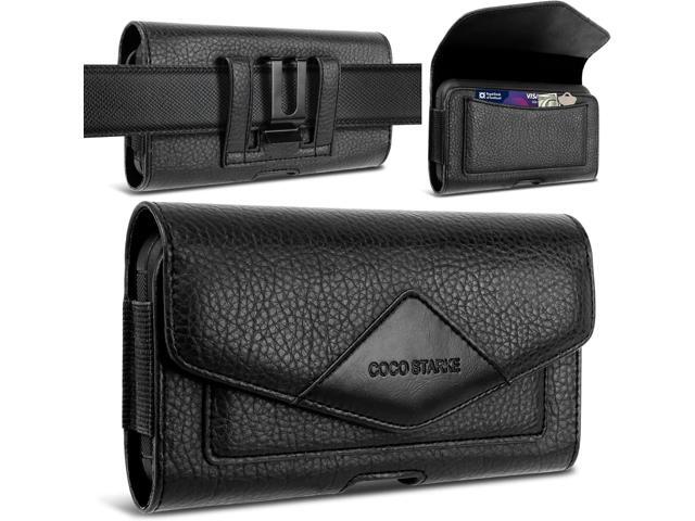 Leather Cell Phone Holster Belt Loop Phone Belt Holder for Men Carrying Phone Pouches Wallet Black for iPhone 16 15 14 13 12 14Pro/Pro Max Samsung...