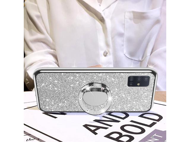 nancheng for Samsung Galaxy A51 5G Case (6.5-inch) Cute Girls Women Glitter Soft TPU Cover with Ring Kickstand Strap Lanyard Shockproof Protective...