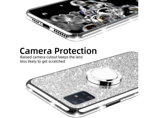 nancheng for Samsung Galaxy A51 5G Case (6.5-inch) Cute Girls Women Glitter Soft TPU Cover with Ring Kickstand Strap Lanyard Shockproof Protective...