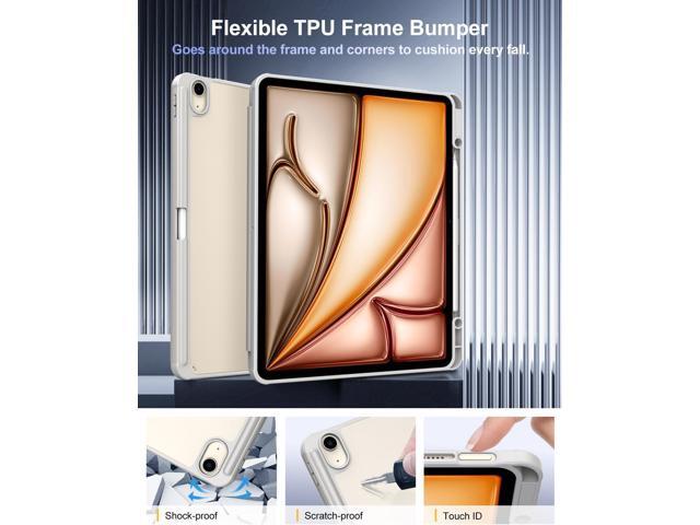 TiMOVO Case for New iPad Air 13 inch (M3/M2-2025/2024) with Pencil Holder, Slim Stand Protective Cover with Clear Transparent Back Shell for iPad...