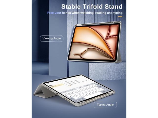 TiMOVO Case for New iPad Air 13 inch (M3/M2-2025/2024) with Pencil Holder, Slim Stand Protective Cover with Clear Transparent Back Shell for iPad...