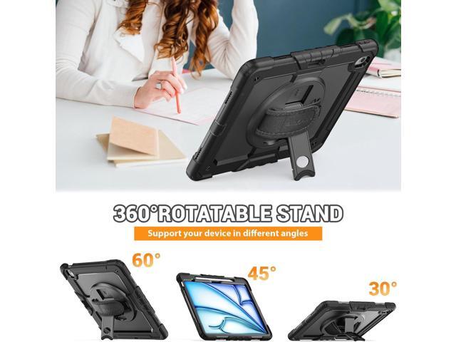 SEYMAC for iPad Air 13 Inch Case M3 2025/ M2 2024, Heavy Duty Shockproof Protective Case with Screen Protector, 360° Rotating Stand, Hand/Shoulder...
