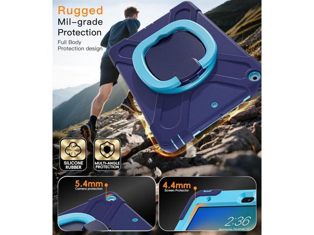 BATYUE for iPad 9th/ 8th/ 7th Generation Case (iPad 10.2 inch Rugged Case 2021/2020/2019) with Screen Protector, Rotating Stand/Pencil...