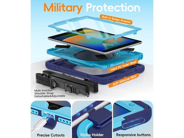 BATYUE for iPad 9th/ 8th/ 7th Generation Case (iPad 10.2 inch Rugged Case 2021/2020/2019) with Screen Protector, Rotating Stand/Pencil...