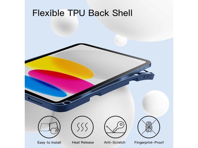 JETech Case for iPad (A16) 11th/10th Generation (2025/2022) with Pencil Holder, Slim Tablet Cover with Soft TPU Back, Auto Wake/Sleep (Navy)