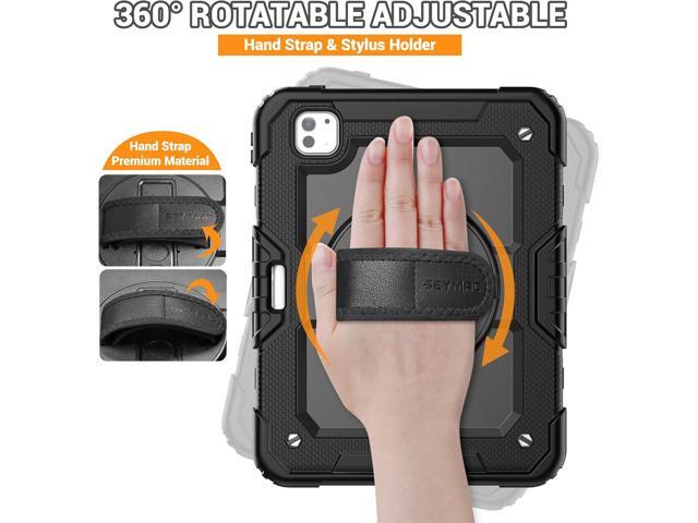 SEYMAC for iPad Pro 11 Inch Case 2024 (M4), Heavy Duty Shockproof Protective Case with Screen Protector, 360° Rotating Stand, Hand/Shoulder Strap...