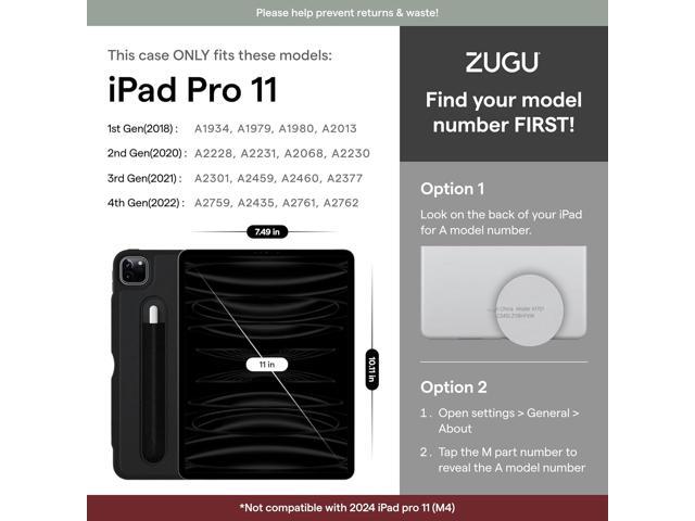 ZUGU Case iPad Pro 11 Inch Case, 1st/2nd/3rd/4th Generation 2018/2020/2021/2022, Slim Protective Cover, Wireless Apple Pencil Charging, Convenient...