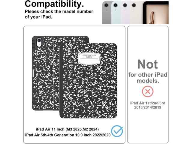 Supveco Case for iPad Air 11 Inch (M3 2025/M2 2024),iPad Air 5th/4th Generation 10.9 Inch 2022/2020 with Pencil Holder-[Auto Wake/Sleep],Premium...