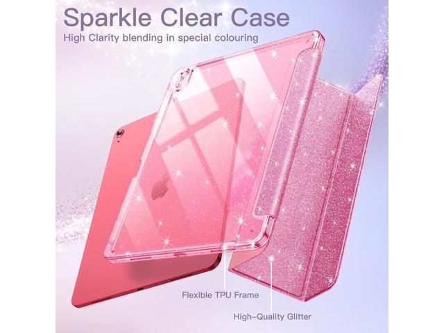 JETech Glitter Case for iPad (A16) 11th/10th Generation (2025/2022) with Pencil Holder, Cute Sparkly Slim Cover for Kids and Girls, Shiny Clear...