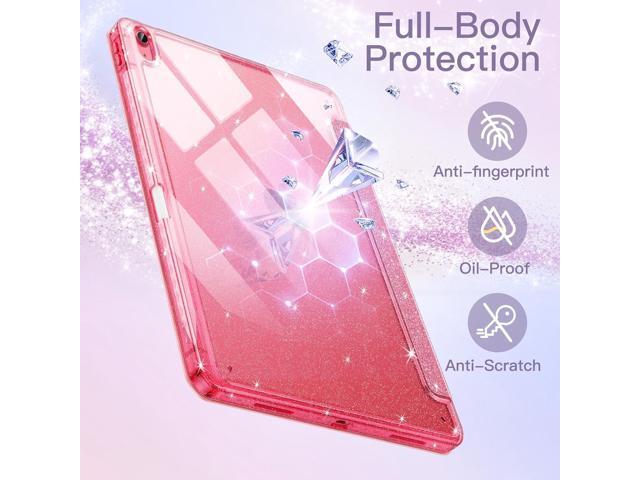 JETech Glitter Case for iPad (A16) 11th/10th Generation (2025/2022) with Pencil Holder, Cute Sparkly Slim Cover for Kids and Girls, Shiny Clear...