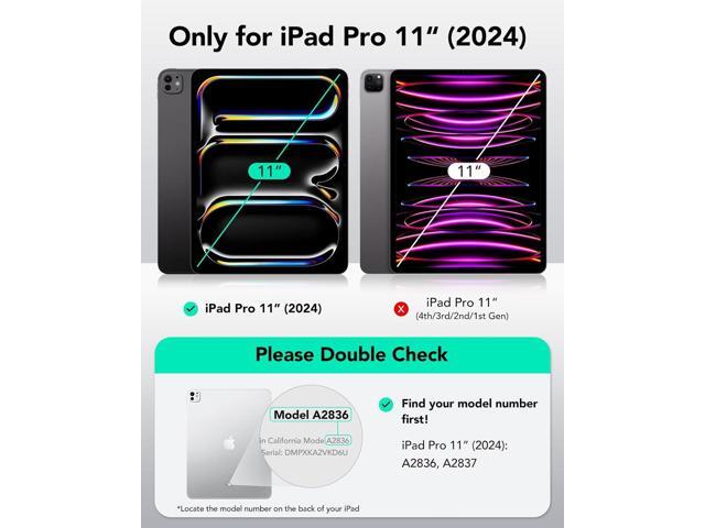 ESR for iPad Pro 11 Inch Case (M4) 2024 5th Gen, Rotating Case with Removable Magnetic Cover, Adjustable Portrait/Landscape Stand with Raised...