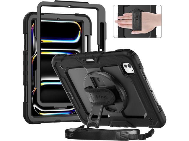 timecity for iPad Pro 11 Inch M4 Case 2024 5th Gen, 360° Rotating Stand, Pencil Holder & Wireless Charging, Shockproof with Screen Protector &...