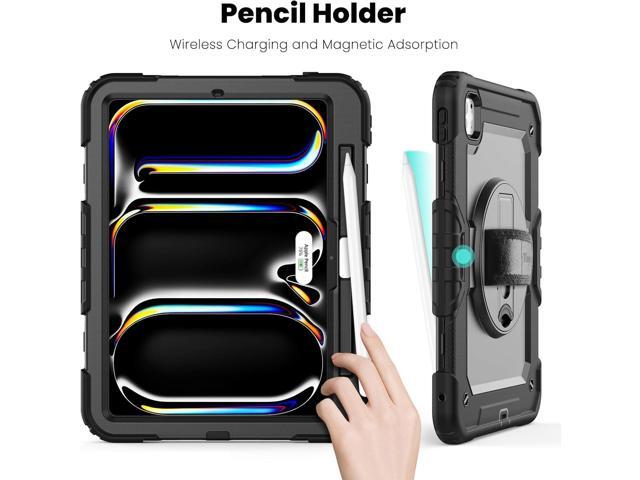 timecity for iPad Pro 11 Inch M4 Case 2024 5th Gen, 360° Rotating Stand, Pencil Holder & Wireless Charging, Shockproof with Screen Protector &...