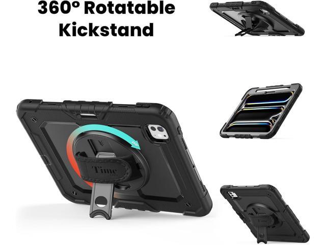 timecity for iPad Pro 11 Inch M4 Case 2024 5th Gen, 360° Rotating Stand, Pencil Holder & Wireless Charging, Shockproof with Screen Protector &...