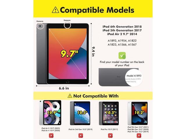 INFILAND Case for iPad 6th/5th Generation 9.7 Inch 2018/2017, iPad Air 2 Cute Glitter Clear Protective Cover for Kids, Girls, Woman, with Pencil...