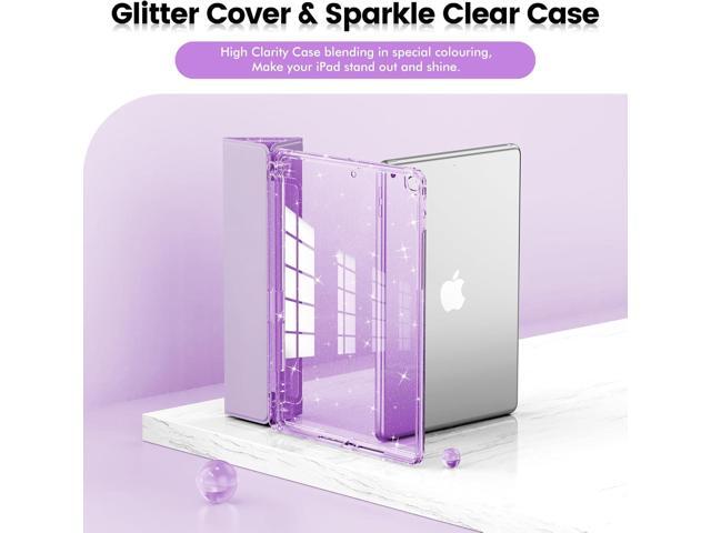 INFILAND Case for iPad 6th/5th Generation 9.7 Inch 2018/2017, iPad Air 2 Cute Glitter Clear Protective Cover for Kids, Girls, Woman, with Pencil...