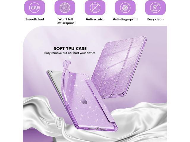 INFILAND Case for iPad 6th/5th Generation 9.7 Inch 2018/2017, iPad Air 2 Cute Glitter Clear Protective Cover for Kids, Girls, Woman, with Pencil...