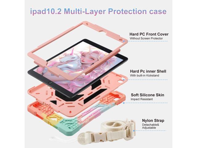 for iPad 9th/ 8th/ 7th Generation Case (iPad 10.2 inch Shockproof Case) with 360 Rotating Grip Magic Stand, Pencil Holder/Keychain/Carrying...