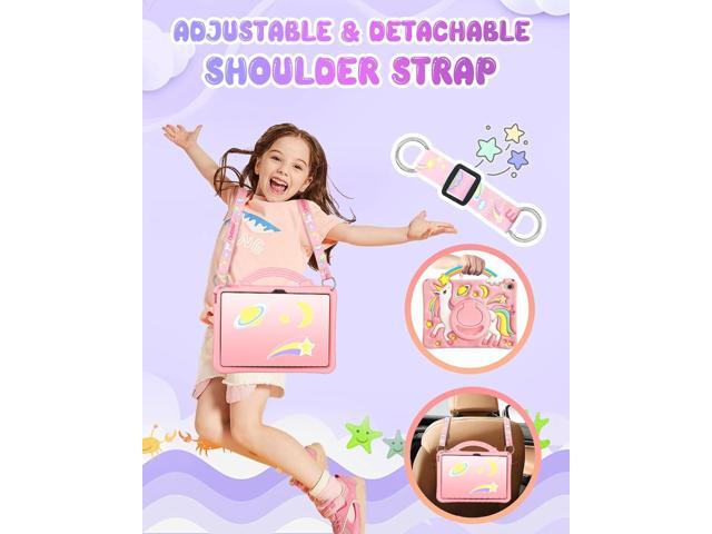 Boaretiu for iPad A16 Case/10th Generation Case - Girls Teens Cute Cartoon Rainbow Unicorn 10.9 Inch 2022 Tablet Cover with Strap & Rotating Stand...