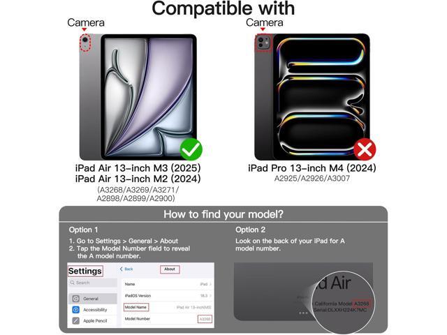 JETech Rotating Case for iPad Air 13-Inch M3/M2 (2025/2024) with Pencil Holder, 360 Degree Rotation Protective Stand Cover Clear Back, Auto...
