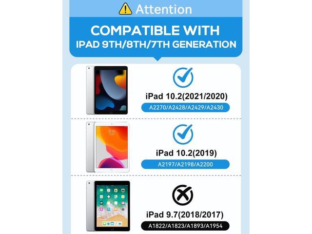 Case for iPad 9th/ 8th/ 7th Generation, iPad 10.2 inch Case 2021/2020/ 2019, 360 Degree Rotating Stand, iPad 9 8 7 Gen 10.2'' Leather Cover with...